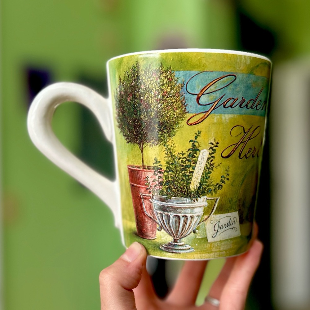Vintage Elegant Garden + Herb Cottagecore Cypress Ceramic Large Kitchen Mug - Picture 3 of 8